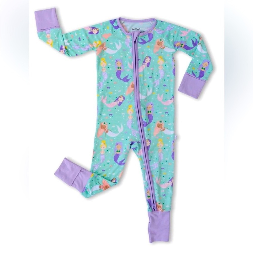 Little Sleepies Mermaid Magic Zippy Girls 12-18M Bamboo Sleeper Footie Pajamas